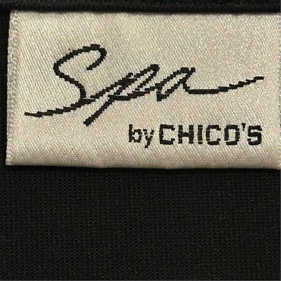 Spa by Chico's Women's Black Jacket Size 2 with White Piping Casual - Picture 9 of 12